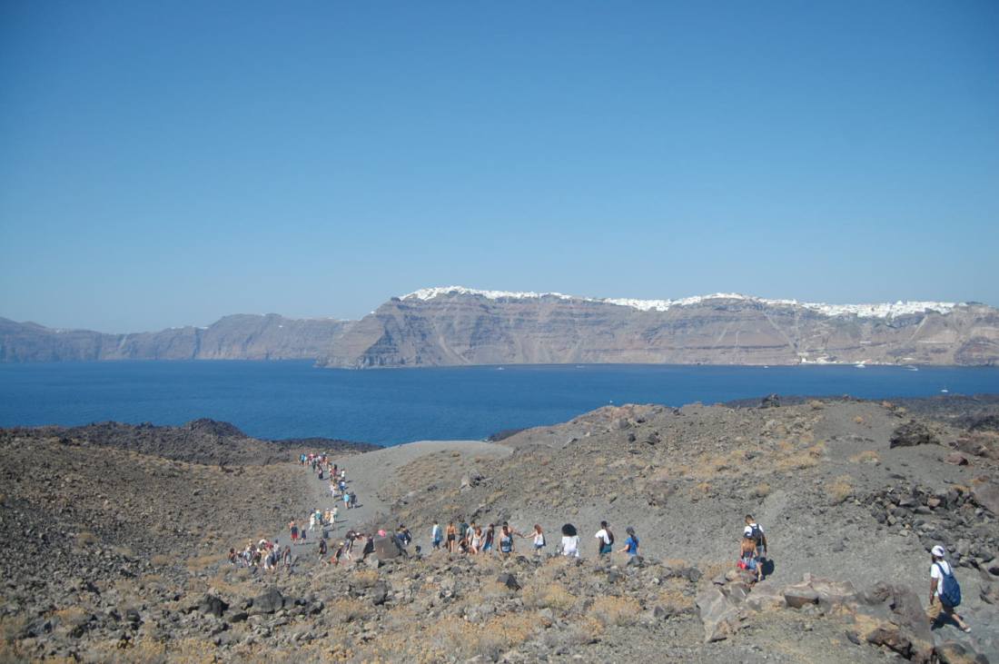 walking down the volcano